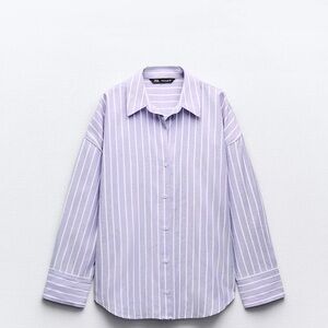 Zara Striped Purple Oxford Shirt